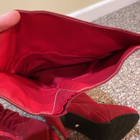 Womens De Blossom Collection Over The Knee Red Heeled Boots - Picture 8 of 9